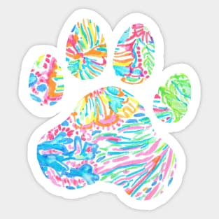 Vibrant Floral Paw Print Sticker